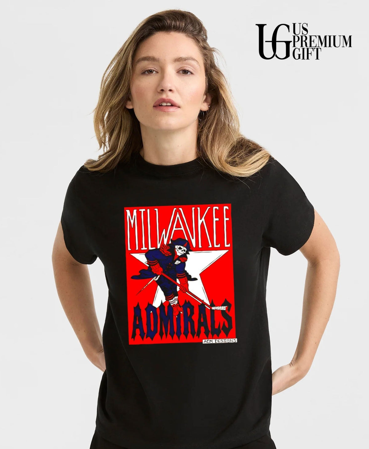 Milwaukee Admirals Ice Hockey AHL Skeleton Mascot - Adult & Kids T-Shirts, Sweatshirts & Hoodies apparel design preview 3