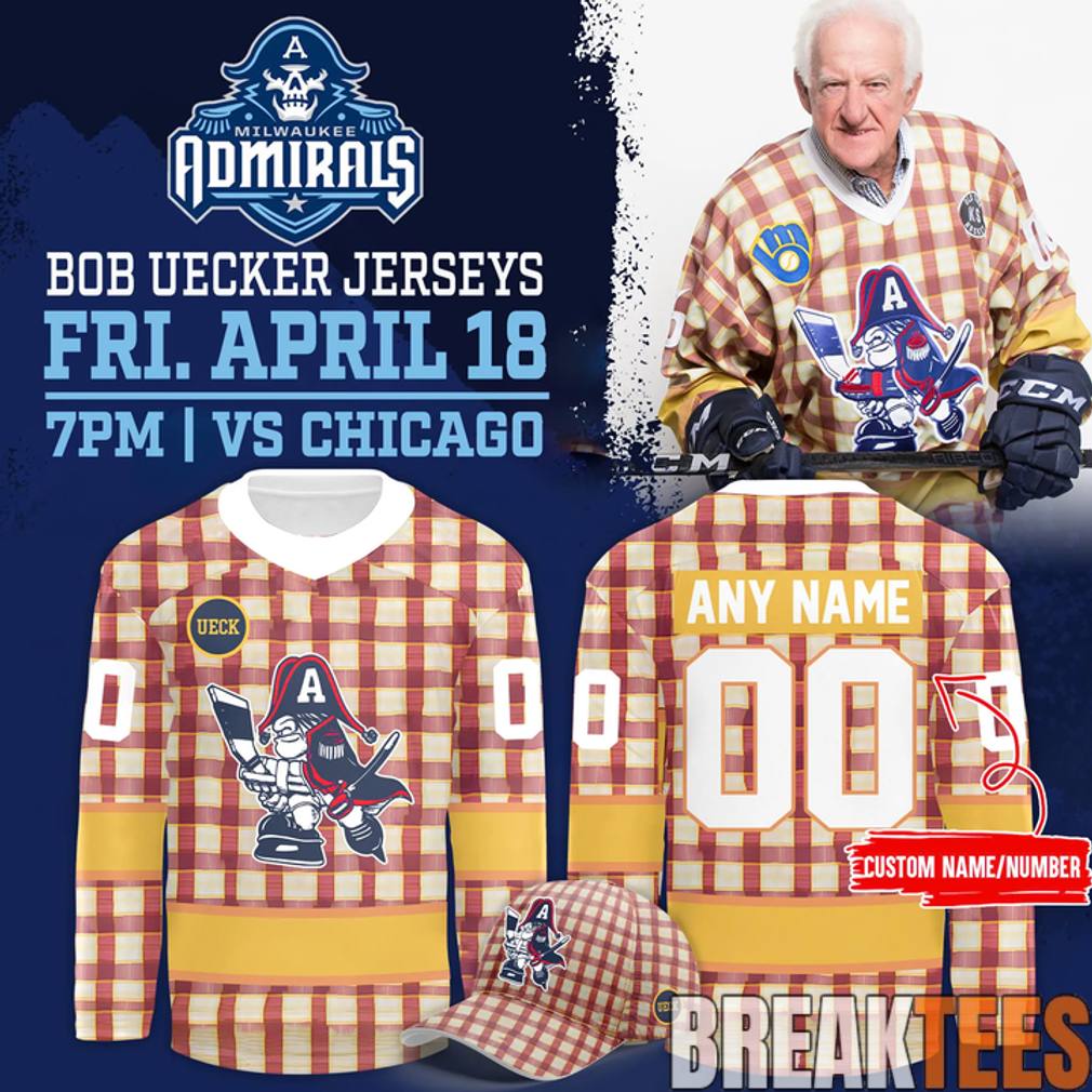 Milwaukee Admirals x Bob Uecker Hockey Jersey Unisex T-shirt, Sweatshirt, Hoodie, Long Sleeve Tee - T-Shirt, Sweatshirt, Hoodie