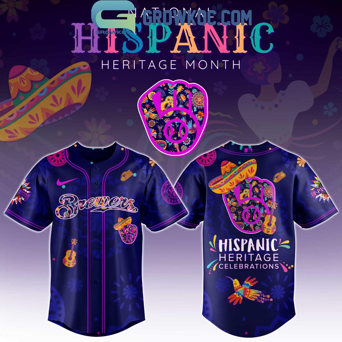 Milwaukee Brewers Hispanic Heritage Celebrations 2025 Baseball Jersey baseball jersey product view 1