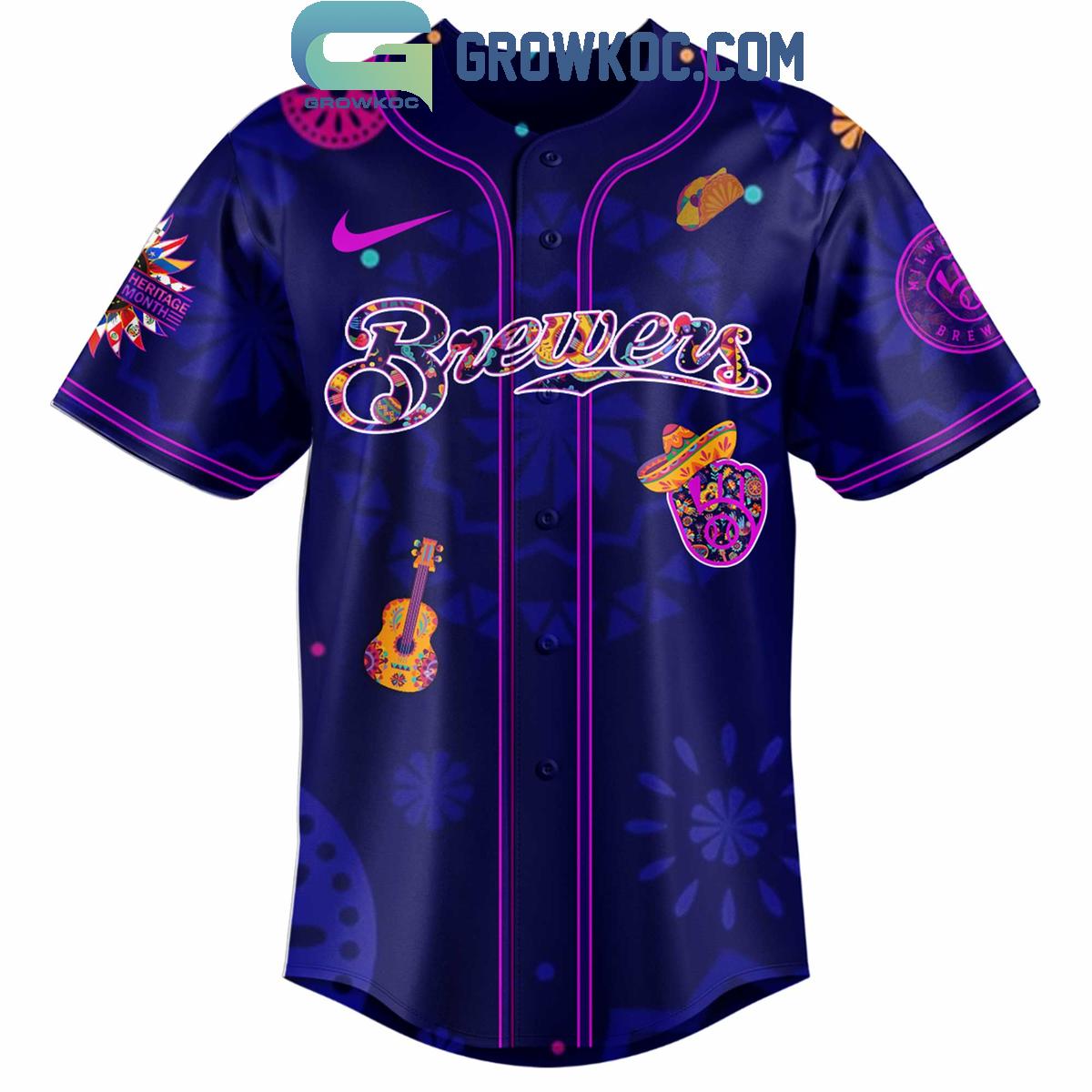 Milwaukee Brewers Hispanic Heritage Celebrations 2025 Baseball Jersey baseball jersey product view 2