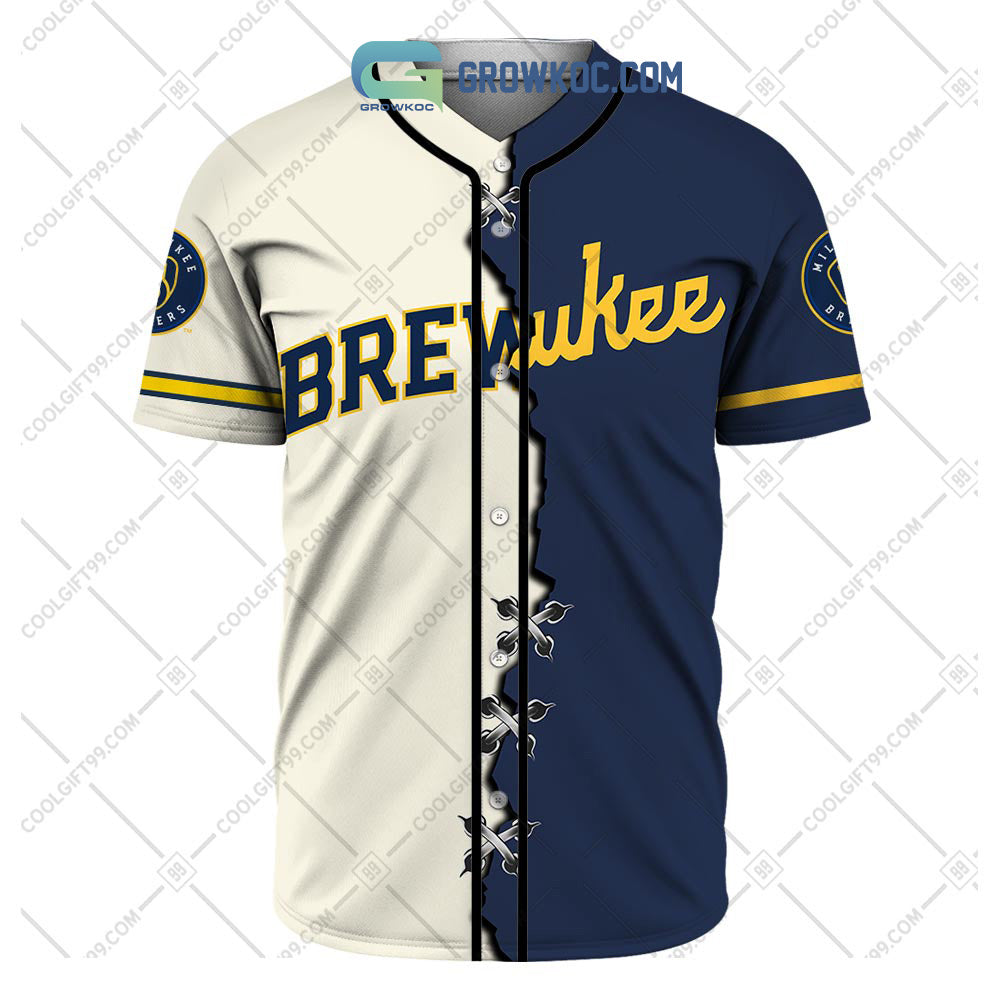 Milwaukee Brewers MLB Personalized Mix Baseball Jersey baseball jersey product view 2