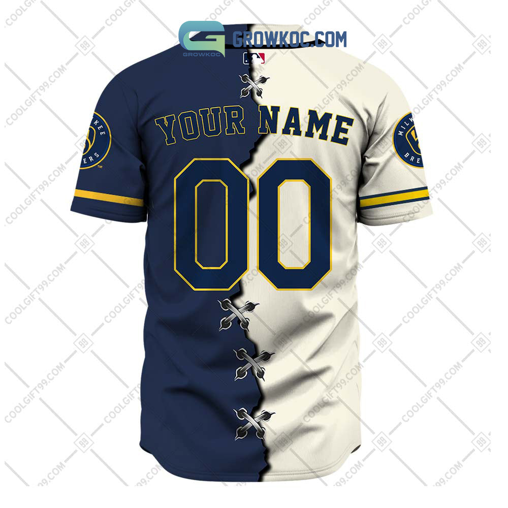 Milwaukee Brewers MLB Personalized Mix Baseball Jersey baseball jersey product view 3