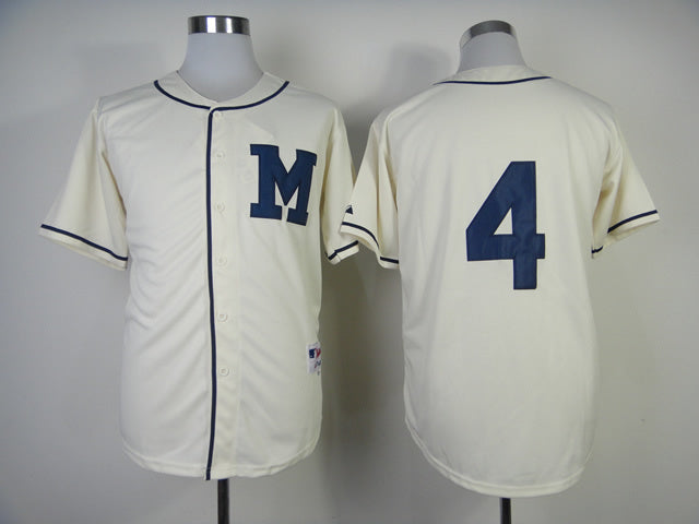 Milwaukee Brewers Authentic 4 Paul Molitor 1913 Turn Back The Clock Jersey Baseball Jersey baseball jersey product view 1