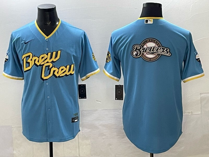 Milwaukee Brewers Brewers Adult Style 2 Baseball Jersey baseball jersey product view 1