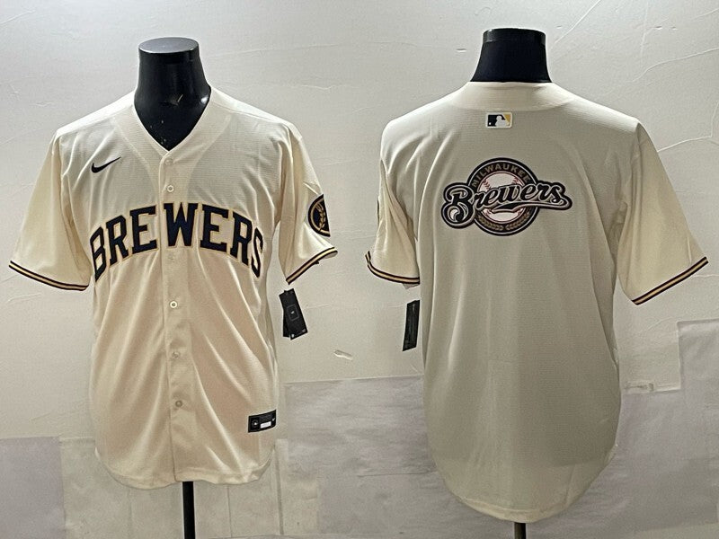 Milwaukee Brewers Brewers Adult Style 4 Baseball Jersey baseball jersey product view 1
