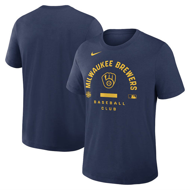 Milwaukee Brewers Navy Collection Early Work Tri-Blend Dri-FIT T-Shirt Baseball Jersey baseball jersey product view 1
