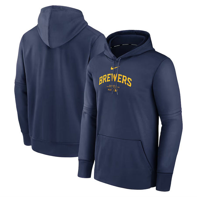 Milwaukee Brewers Navy Collection Practice Performance Pullover Hoodie Baseball Jersey baseball jersey product view 1