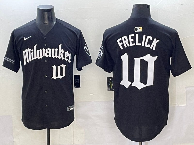 Milwaukee Brewers #10 Sal Frelick Brewers 5 Collaboration Baseball Jersey baseball jersey product view 1