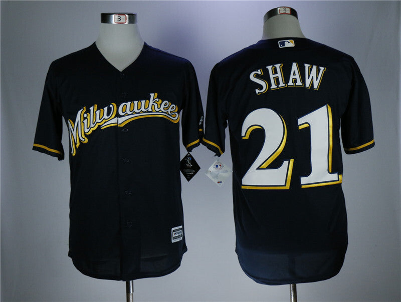 Milwaukee Brewers #21 Travis Shaw Baseball Jersey baseball jersey product view 1