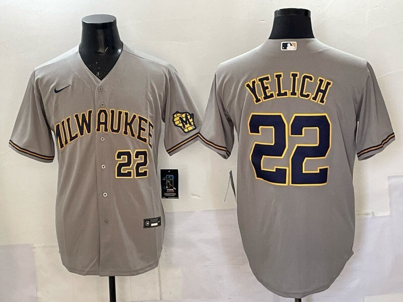 Milwaukee Brewers #22 Christian Yelich Brewers Adult Style 1 Baseball Jersey baseball jersey product view 1