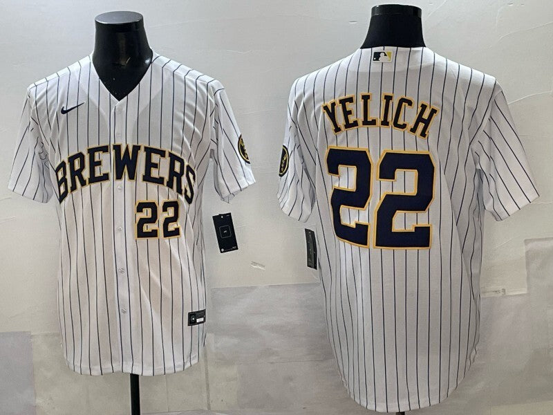 Milwaukee Brewers #22 Christian Yelich Brewers Adult .png Baseball Jersey baseball jersey product view 1