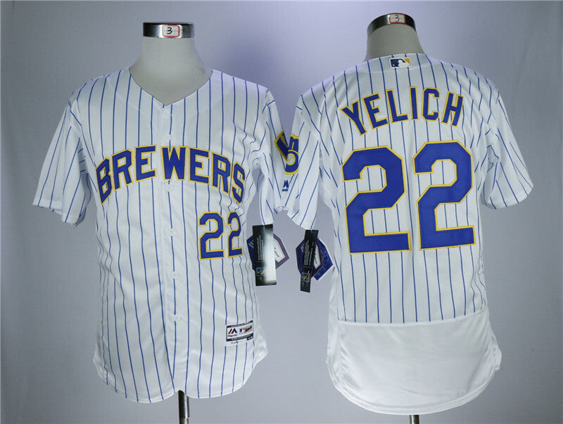 Milwaukee Brewers #22 Christian Yelich White Elite Baseball Jersey baseball jersey product view 1
