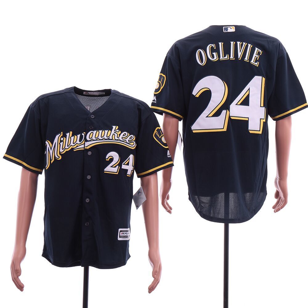 Milwaukee Brewers #24 Ben Oglivie Baseball Jersey baseball jersey product view 1