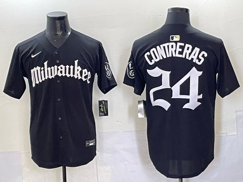 Milwaukee Brewers #24 William Contreras Brewers 5 Collaboration Style 1 Baseball Jersey baseball jersey product view 1