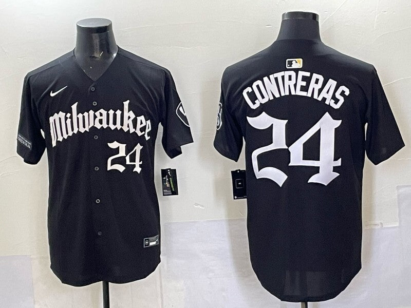 Milwaukee Brewers #24 William Contreras Brewers 5 Collaboration Style 2 Baseball Jersey baseball jersey product view 1