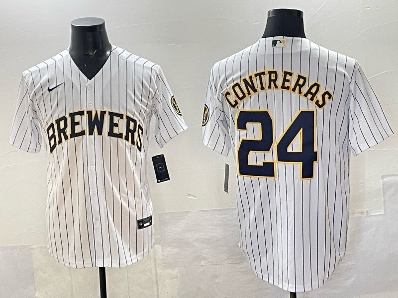 Milwaukee Brewers #24 William Contreras Brewers Adult Style 4 Baseball Jersey baseball jersey product view 1