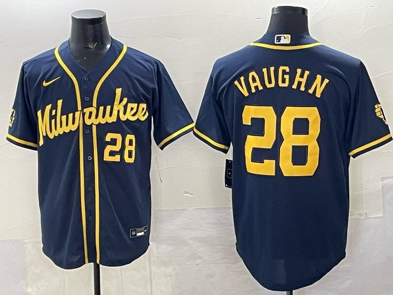 Milwaukee Brewers #28 Andrew Vaughn Brewers Adult Style 1 Baseball Jersey baseball jersey product view 1