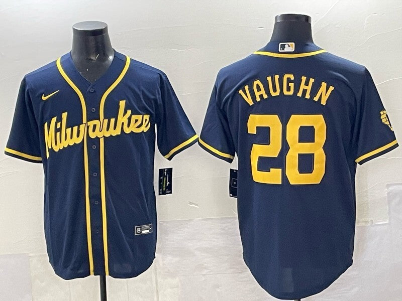 Milwaukee Brewers #28 Andrew Vaughn Brewers Adult Style 2 Baseball Jersey baseball jersey product view 1