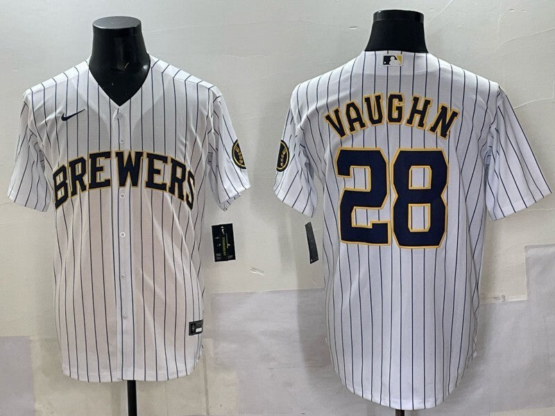 Milwaukee Brewers #28 Andrew Vaughn Brewers Adult Style 3 Baseball Jersey baseball jersey product view 1