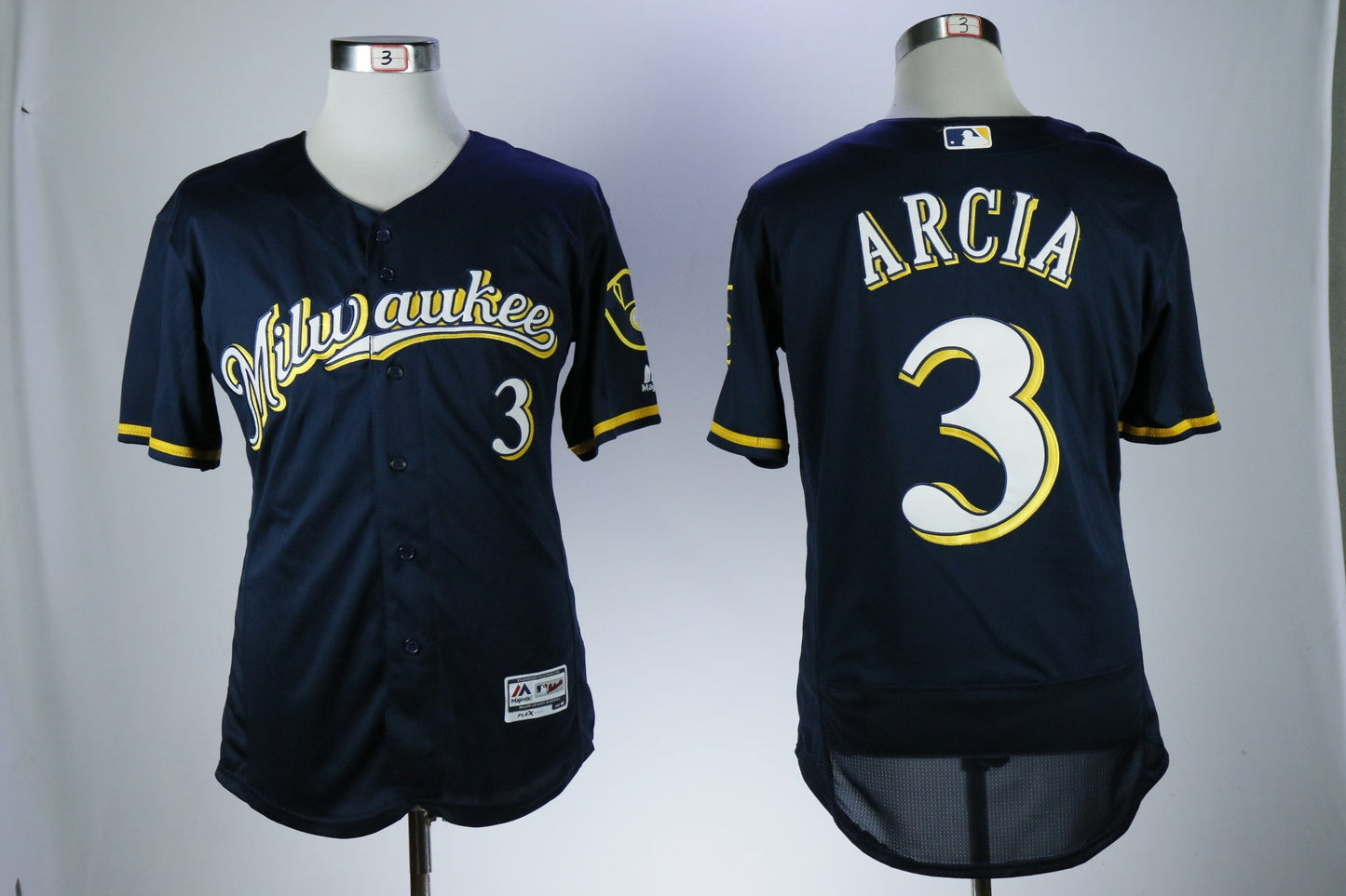 Milwaukee Brewers #3 Orlando Arcia Baseball Jersey baseball jersey product view 1