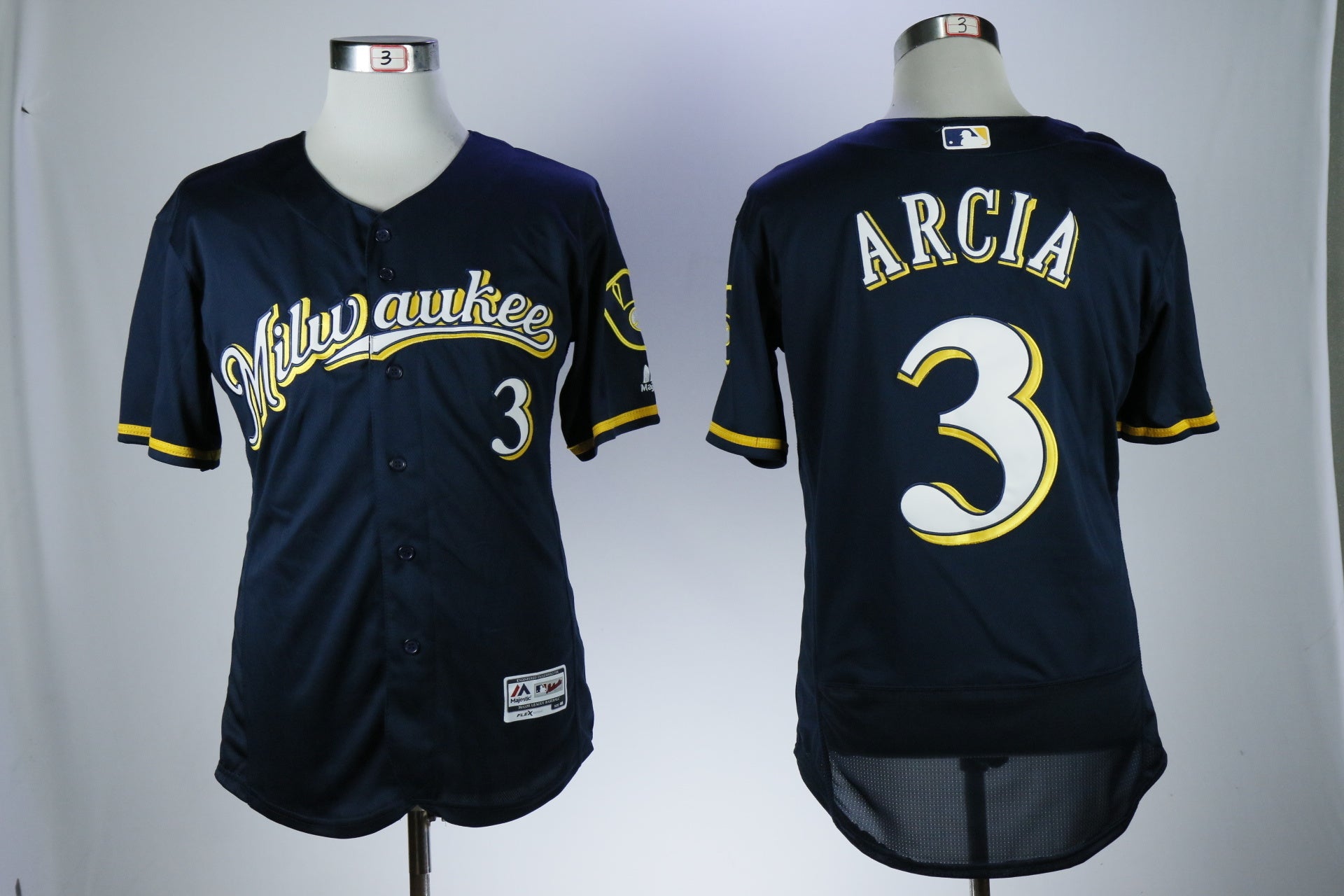 Milwaukee Brewers #3 Orlando Arcia Baseball Jersey baseball jersey product view 1