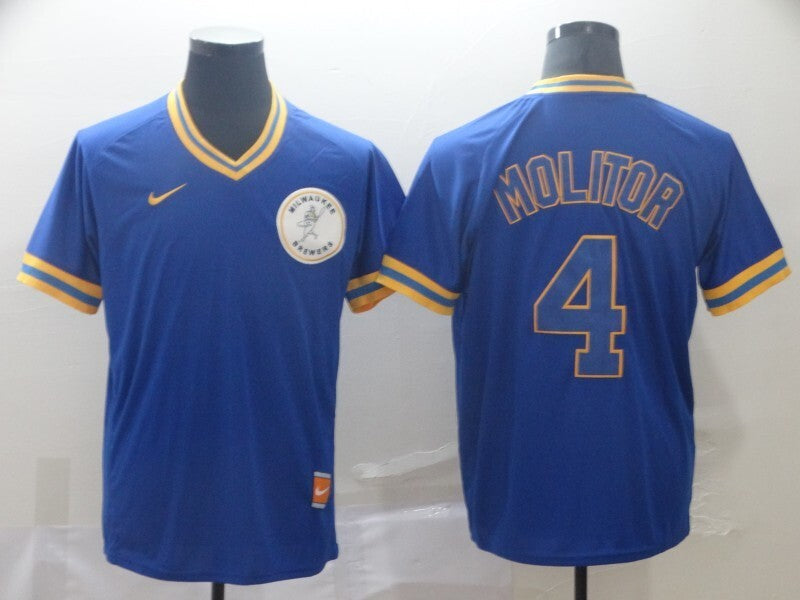 Milwaukee Brewers #4 Paul Molitor Baseball Jersey baseball jersey product view 1