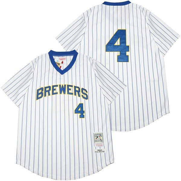 Milwaukee Brewers #4 Paul Molitor Brewers 4 White Blue 1982 Retro Baseball Jersey baseball jersey product view 1