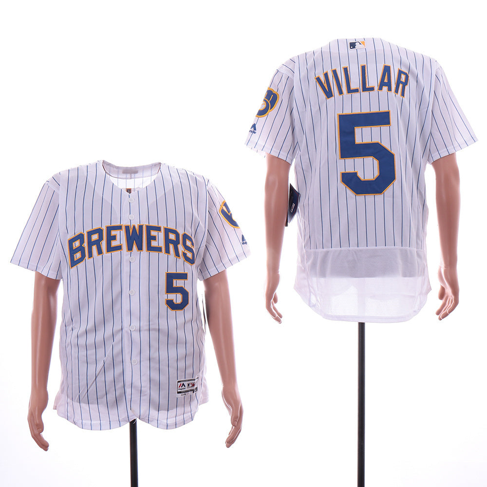 Milwaukee Brewers #5 Jonathan Villar Brewers 5 White Elite Baseball Jersey baseball jersey product view 1