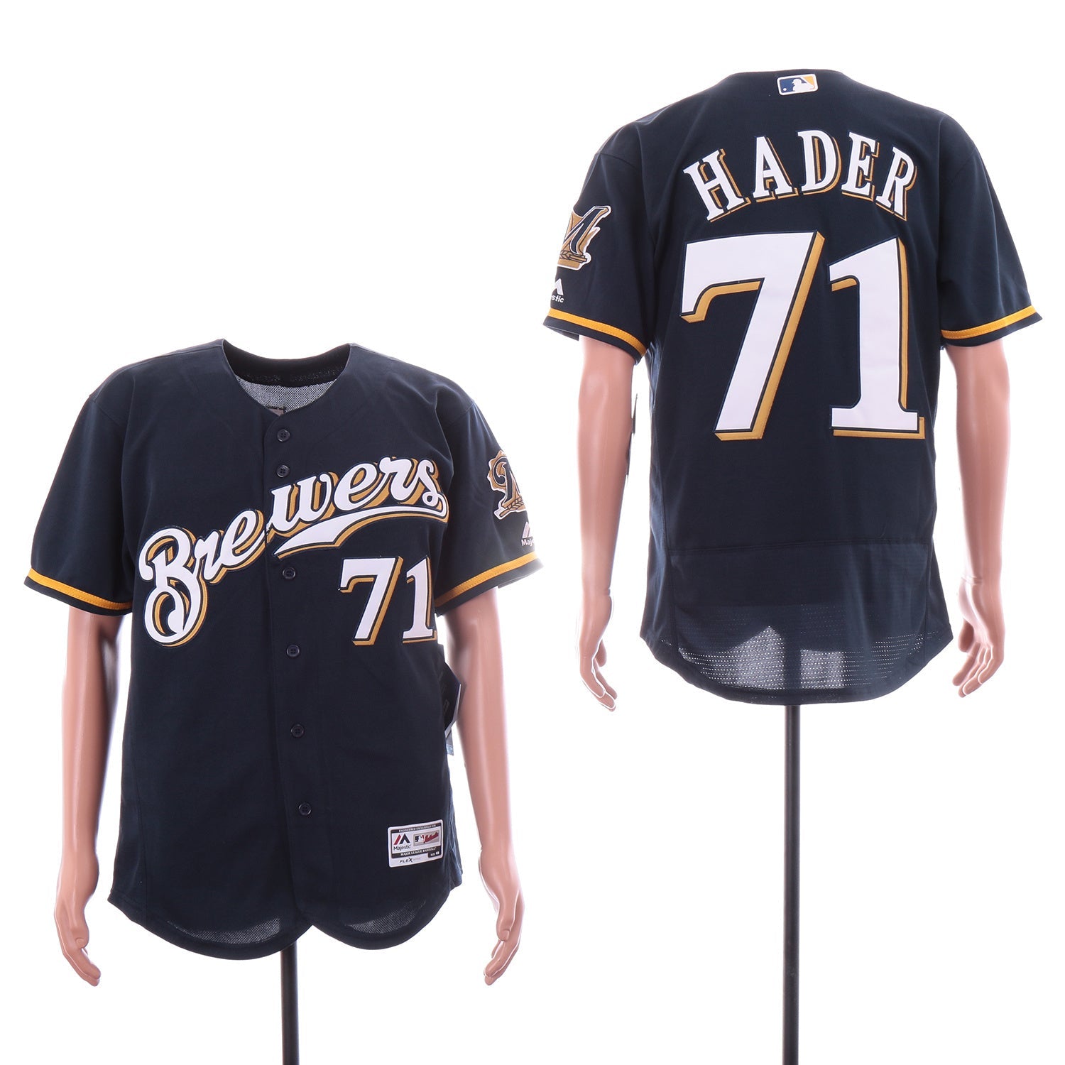 Milwaukee Brewers #71 Josh Hader Brewers 71 Navy Elite Baseball Jersey baseball jersey product view 1