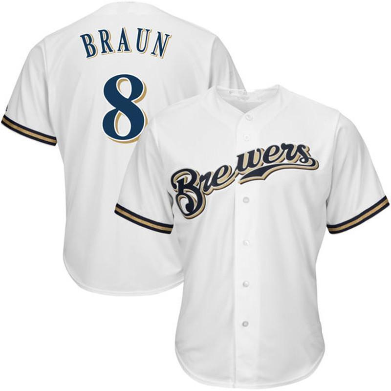 Milwaukee Brewers #8 Style 2 Baseball Jersey baseball jersey product view 1