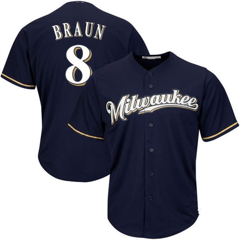 Milwaukee Brewers #8 Style 3 Baseball Jersey baseball jersey product view 1