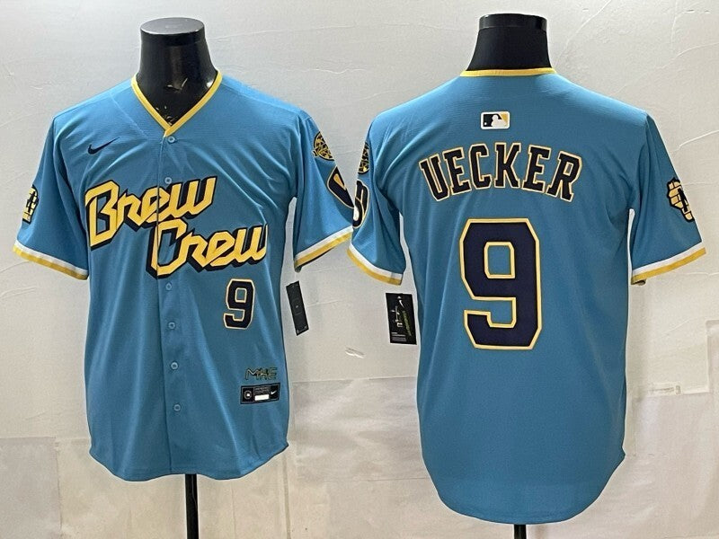 Milwaukee Brewers #9 Jake Bauers Brewers Special V2 .png Baseball Jersey baseball jersey product view 1