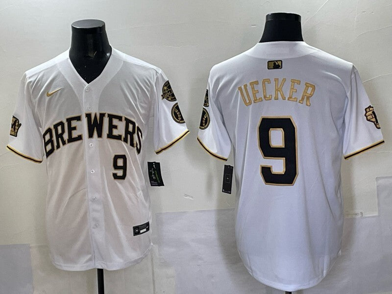Milwaukee Brewers #9 Uecker Brewers Adult Style 2 Baseball Jersey baseball jersey product view 1