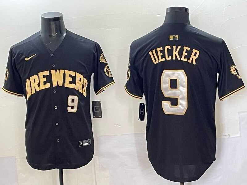 Milwaukee Brewers #9 Uecker Brewers Adult Style 4 Baseball Jersey baseball jersey product view 1