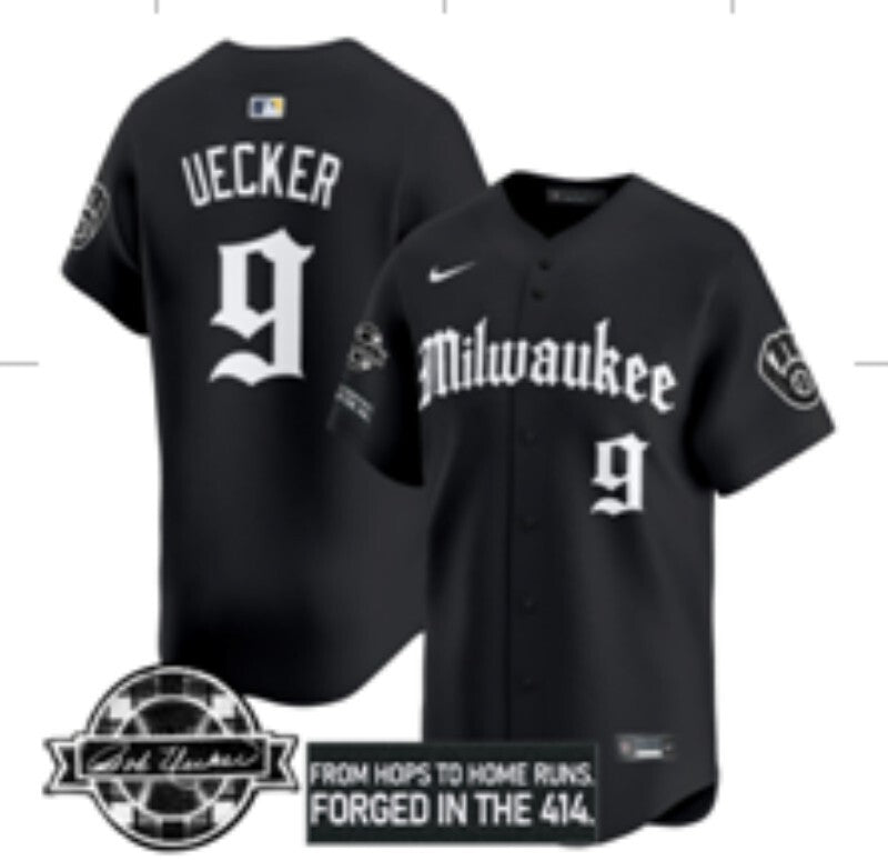 Milwaukee Brewers #9 Uecker Brewers Adult Style 5 Baseball Jersey baseball jersey product view 1