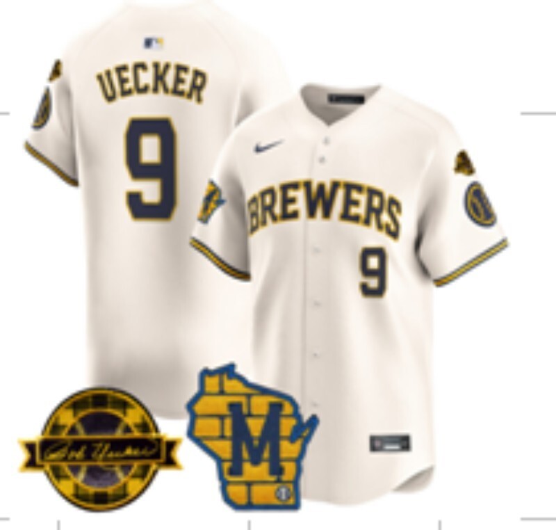 Milwaukee Brewers #9 Uecker Brewers Adult Style 8 Baseball Jersey baseball jersey product view 1