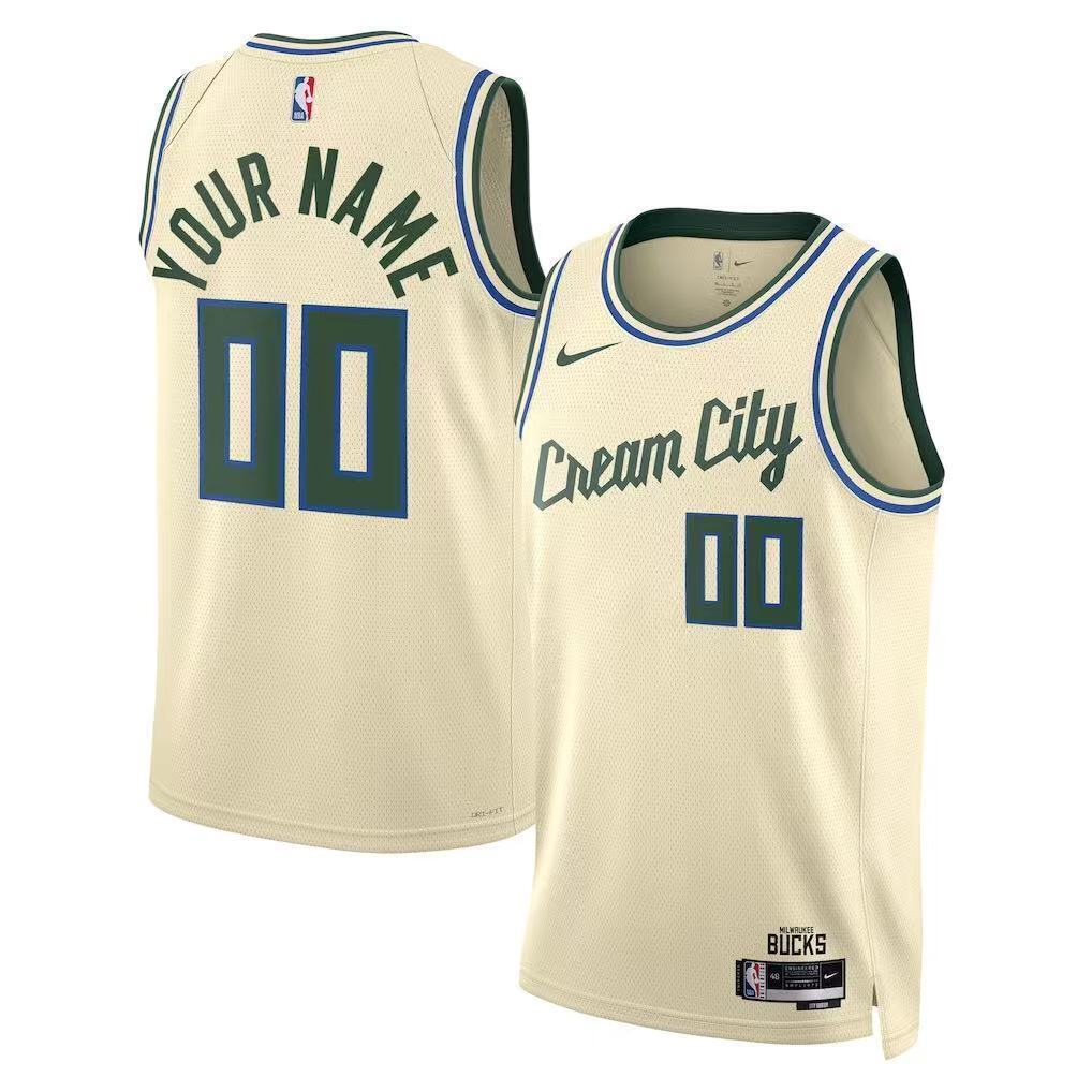 Milwaukee Bucks 26 Season Bucks City Off-White Basketball Jersey basketball jersey product view 1
