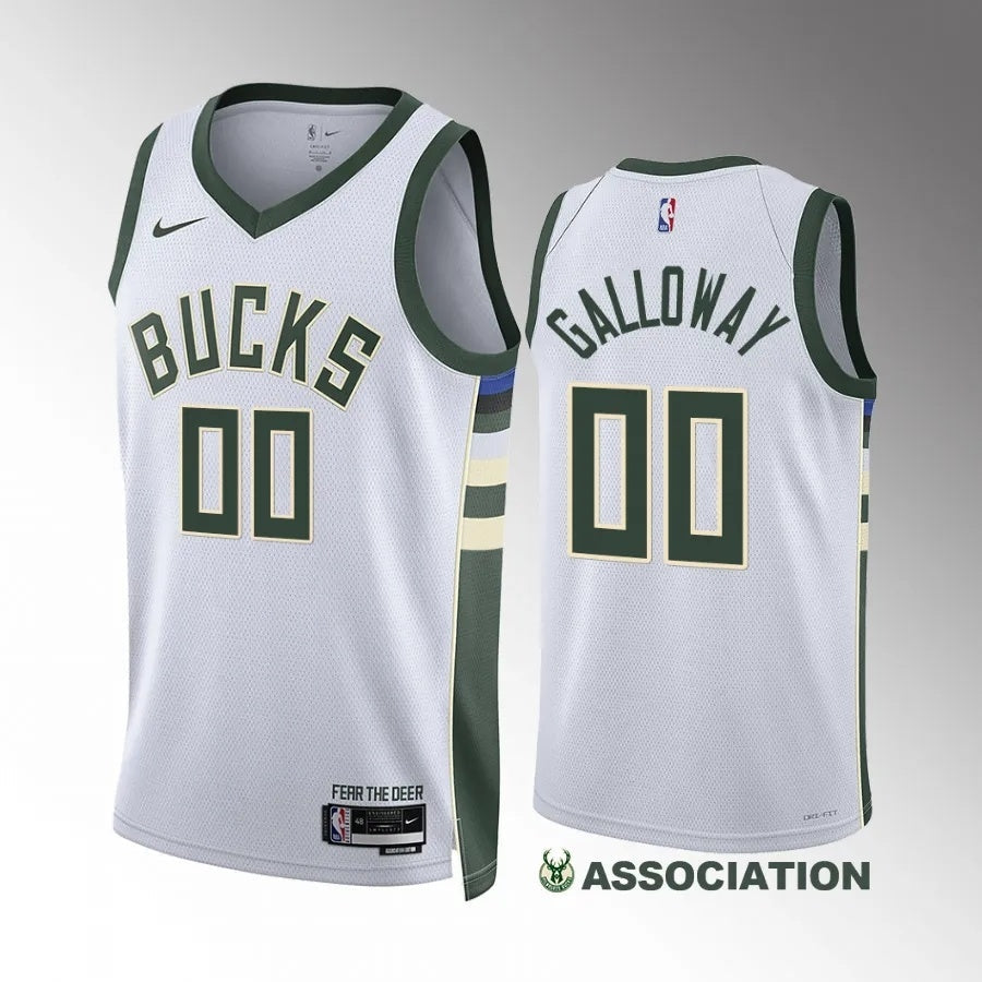 Milwaukee Bucks #00 Jaylin Galloway White Association Edition Men Jersey Style 1 Basketball Jersey basketball jersey product view 1