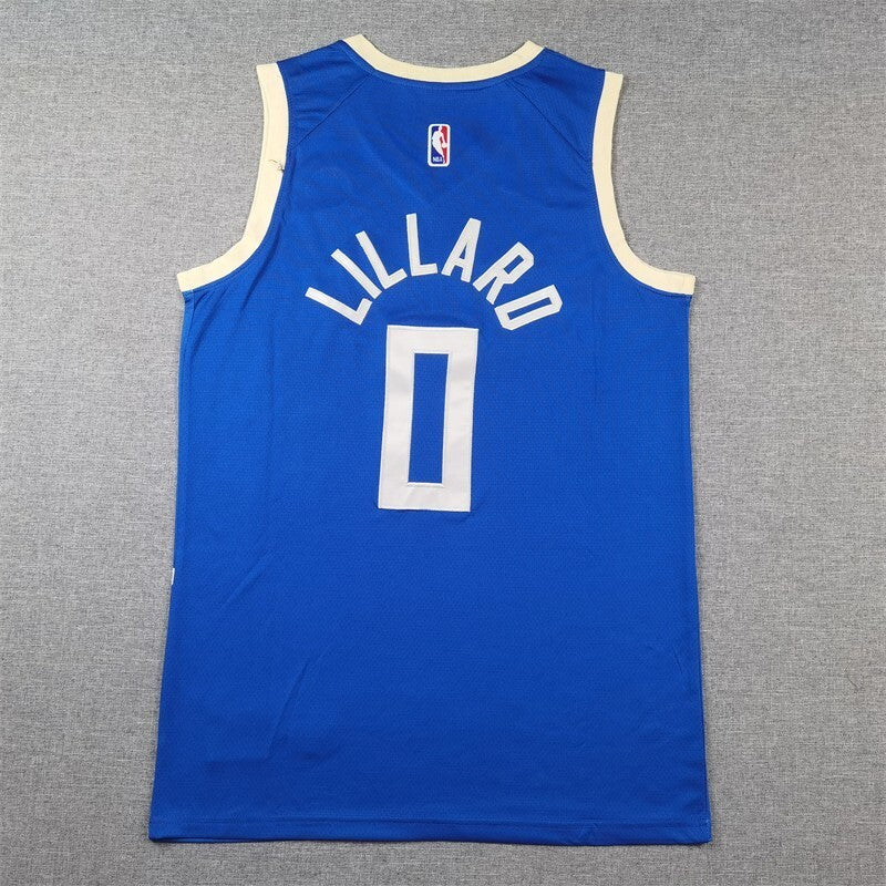Milwaukee Bucks #0 Damian Lillard Bucks 0 Blue City Edition s-xxl Style 1 Basketball Jersey basketball jersey product view 1