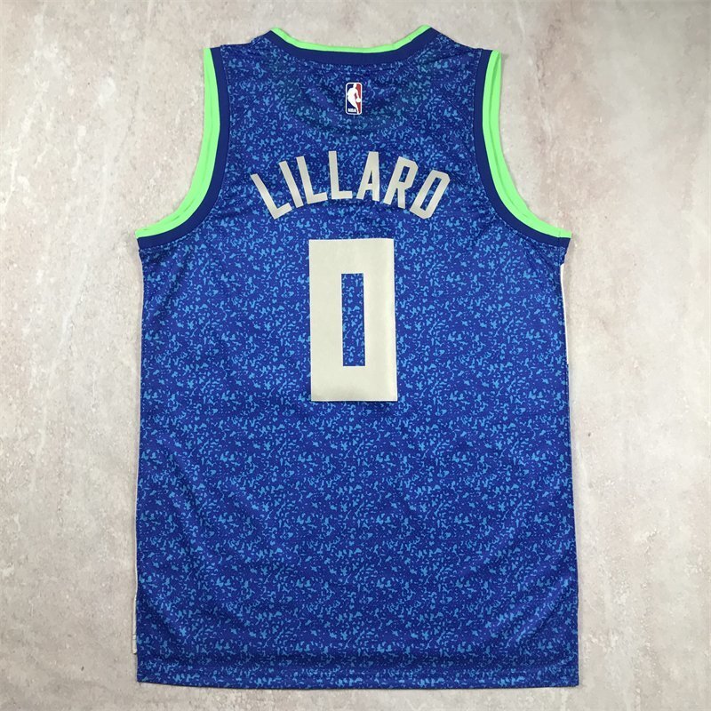 Milwaukee Bucks #0 Damian Lillard Hot Press Bucks 0 Blue City s-xxl Style 1 Basketball Jersey basketball jersey product view 1