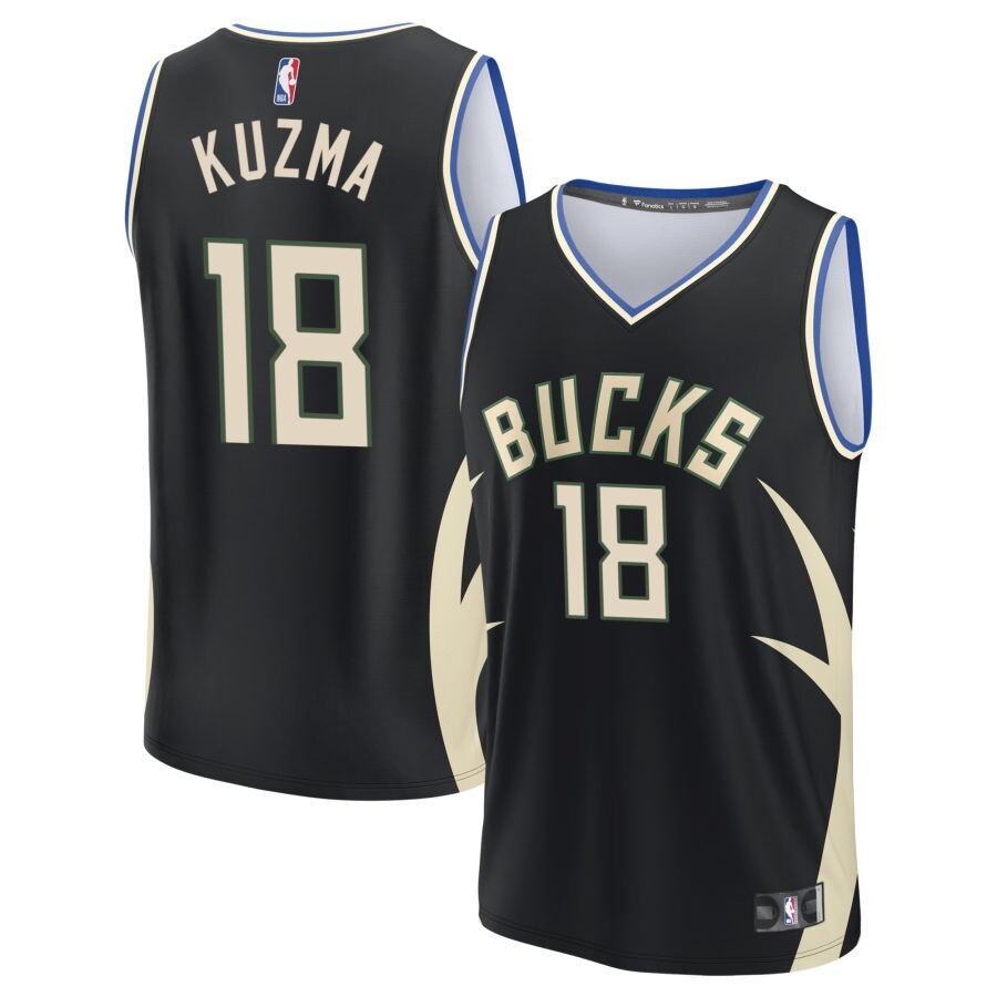 Milwaukee Bucks #18 Kyle Kuzma Statement Edition - Black Basketball Jersey basketball jersey product view 1