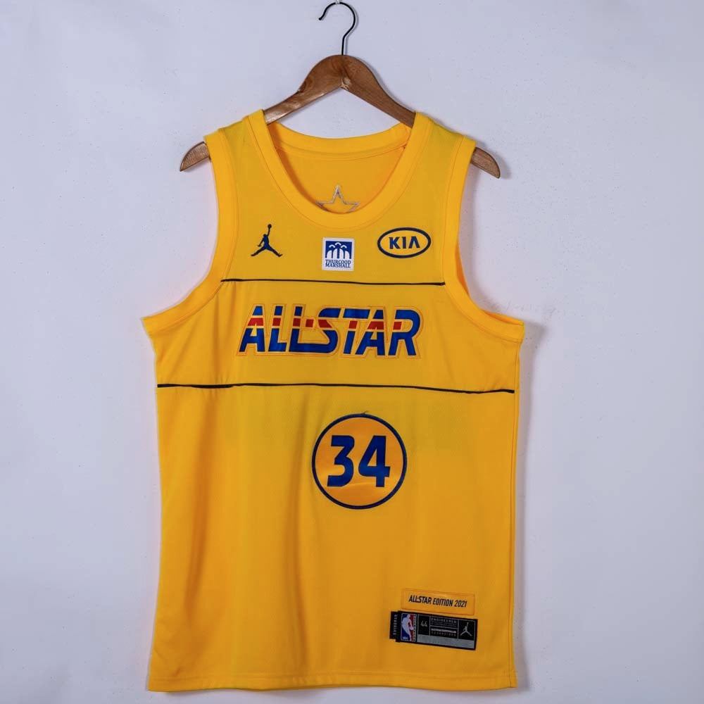 Milwaukee Bucks #34 Giannis Antetokounmpo 2021 All-Star 34 # Yellow Style 2 Basketball Jersey basketball jersey product view 1