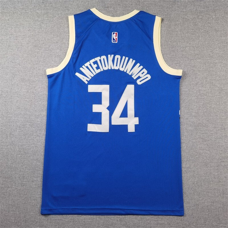 Milwaukee Bucks #34 Giannis Antetokounmpo Bucks 34 Blue City s-xxl Style 1 Basketball Jersey basketball jersey product view 1