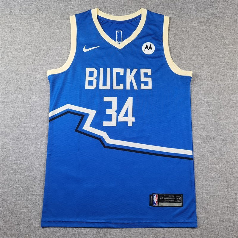 Milwaukee Bucks #34 Giannis Antetokounmpo Bucks 34 Blue City s-xxl Style 2 Basketball Jersey basketball jersey product view 1