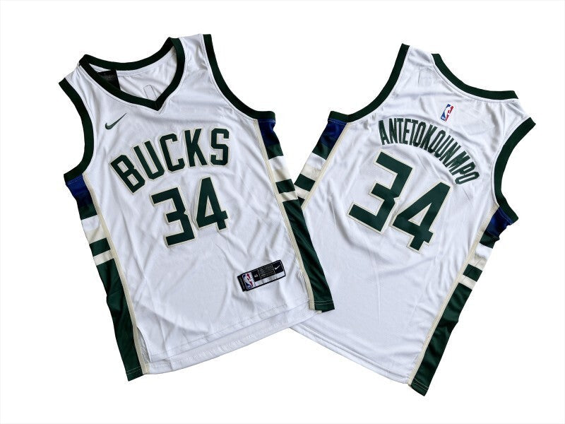 Milwaukee Bucks #34 Giannis Antetokounmpo Bucks 34 # White Fan Edition Jersey Basketball Jersey basketball jersey product view 1