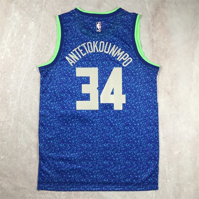 Milwaukee Bucks #34 Giannis Antetokounmpo Hot Press Bucks 34 Blue City s-xxl Style 1 Basketball Jersey basketball jersey product view 1