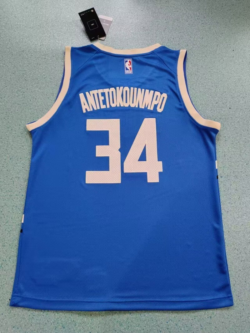 Milwaukee Bucks #34 Giannis Antetokounmpo New Season Bucks 34 City Edition Style 1 Basketball Jersey basketball jersey product view 1