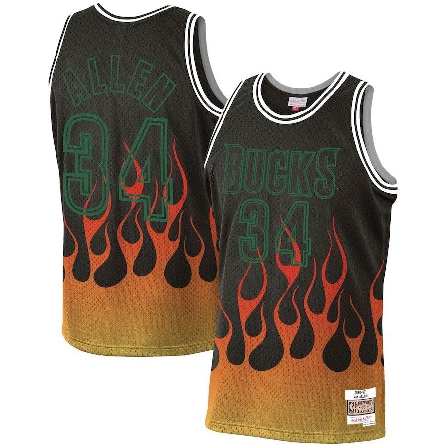 Milwaukee Bucks #34 Ray Allen Bucks 34# Allen Edition Retro Jersey Basketball Jersey basketball jersey product view 1
