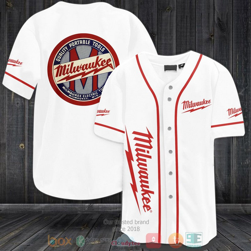 Milwaukee Portable Tool white Baseball shirt baseball jersey product view 1