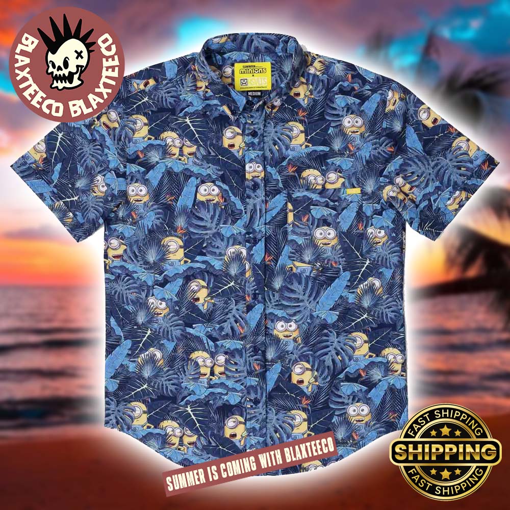 Minions RSVLTS In Search of BA NA NA Button Short Sleeve Hawaiian Shirt Unisex T-shirt, Sweatshirt, Hoodie, Long Sleeve Tee - T-Shirt, Sweatshirt, Hoodie